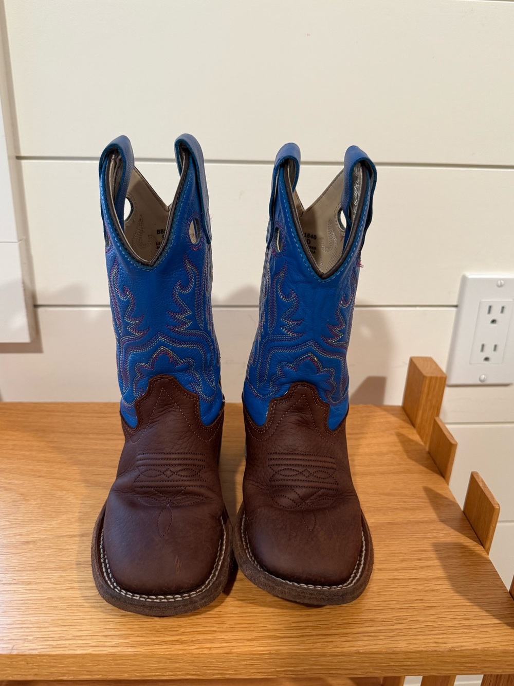 Cody James Kids Cowboy Boots Brown Blue Double Stitch Size 9D